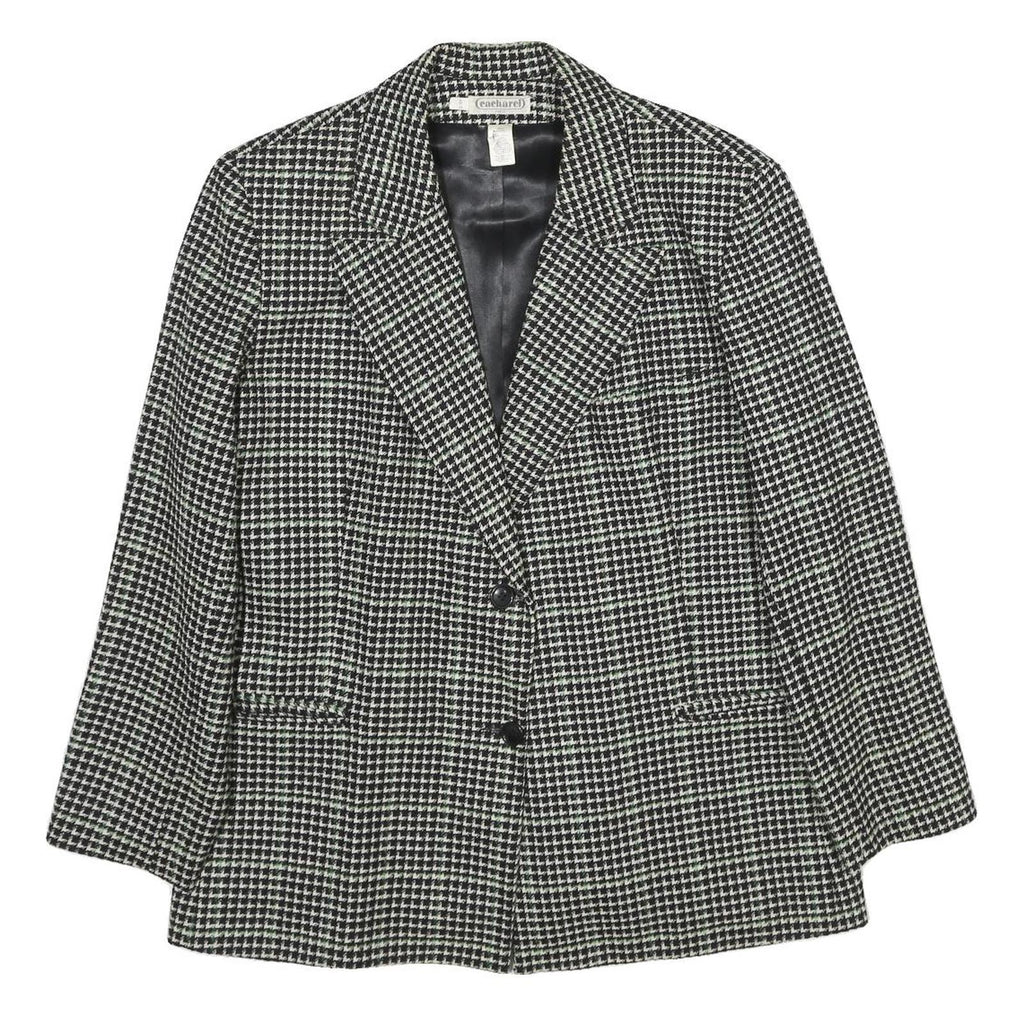 CACHAREL Womens Black & White Houndstooth Wool Button Jacket UK 12 Classic
