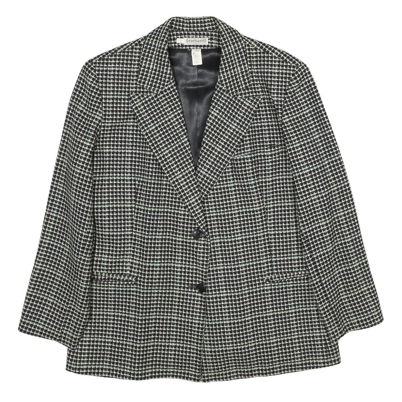 CACHAREL Womens Black & White Houndstooth Wool Button Jacket UK 12 Classic