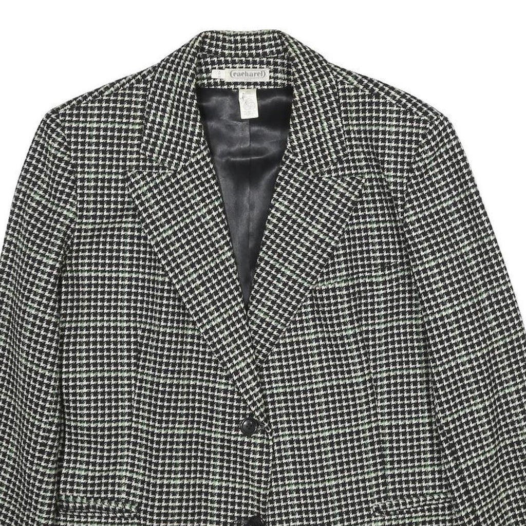 CACHAREL Womens Black & White Houndstooth Wool Button Jacket UK 12 Classic