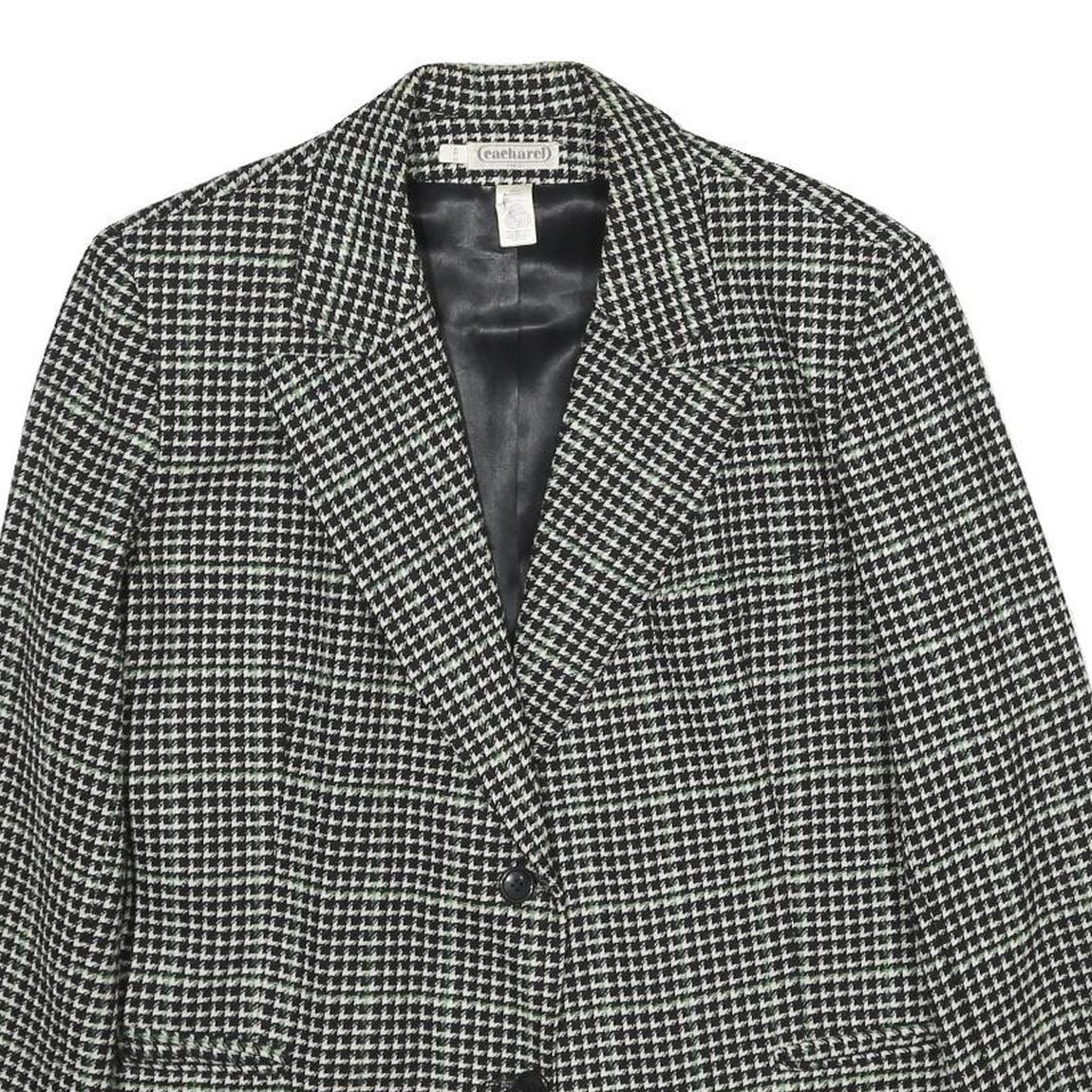 CACHAREL Womens Black & White Houndstooth Wool Button Jacket UK 12 Classic