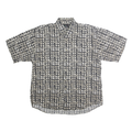 GREG NORMAN COLLECTION Mens Black & Grey Pattern Cotton Blend Shirt L Button