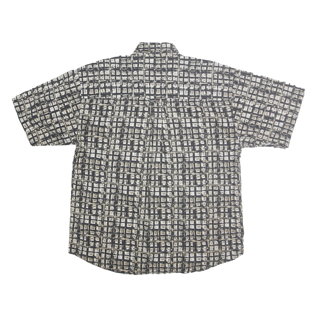 GREG NORMAN COLLECTION Mens Black & Grey Pattern Cotton Blend Shirt L Button