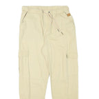 Womens Relaxed Beige Cargo Trousers Drawstring W28 L26 Cotton Blend Casual