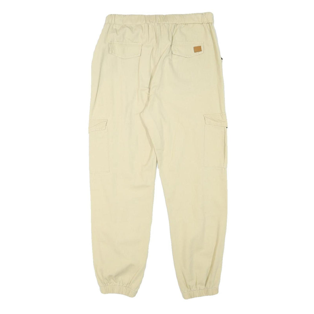 Womens Relaxed Beige Cargo Trousers Drawstring W28 L26 Cotton Blend Casual