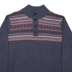 JOE BROWNS Mens Blue Patterned Pullover Jumper Button Neck Chunky Knit 3XL