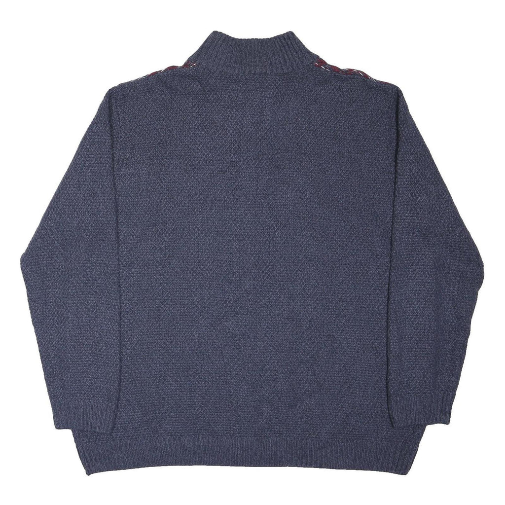 JOE BROWNS Mens Blue Patterned Pullover Jumper Button Neck Chunky Knit 3XL