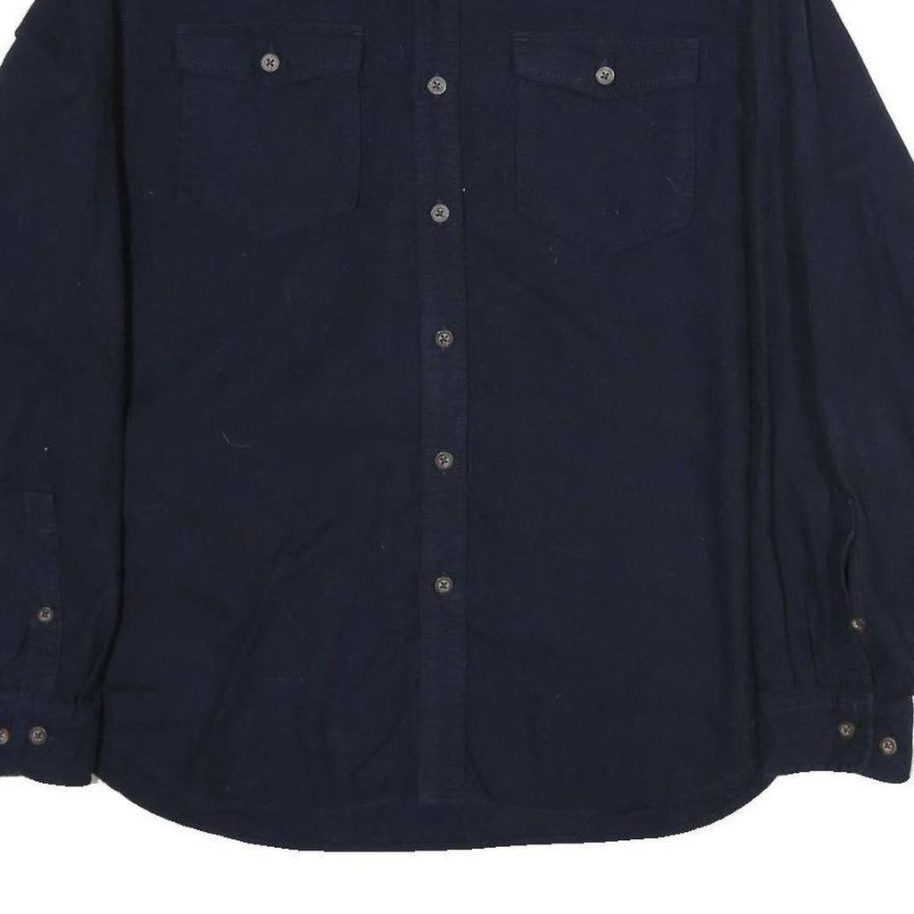 EDDIE BAUER Mens Blue Plain Cotton Shirt XL Long Sleeve Button Closure Casual