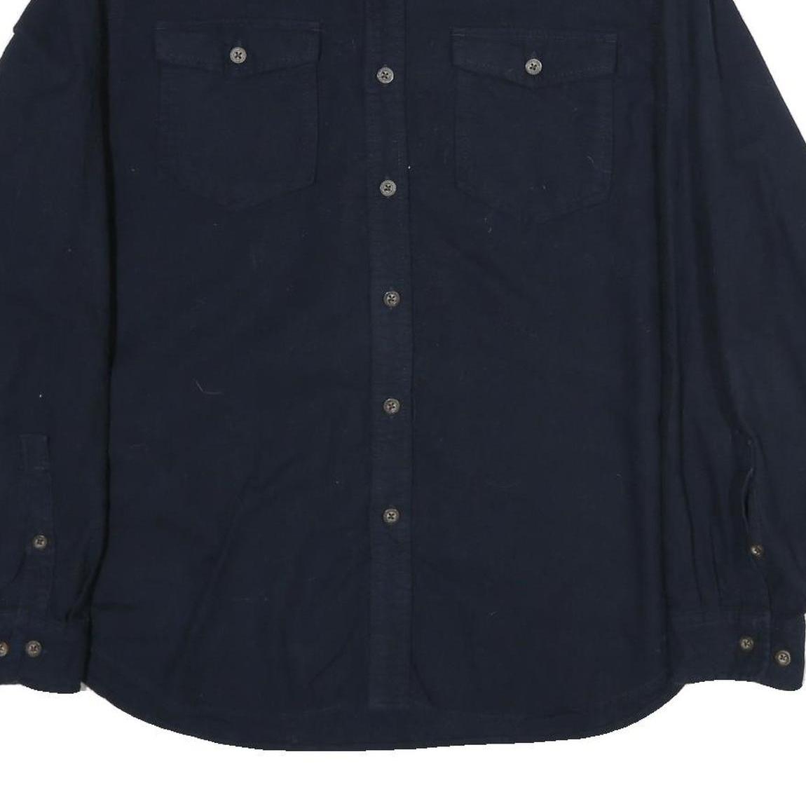 EDDIE BAUER Mens Blue Plain Cotton Shirt XL Long Sleeve Button Closure Casual