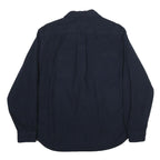 EDDIE BAUER Mens Blue Plain Cotton Shirt XL Long Sleeve Button Closure Casual