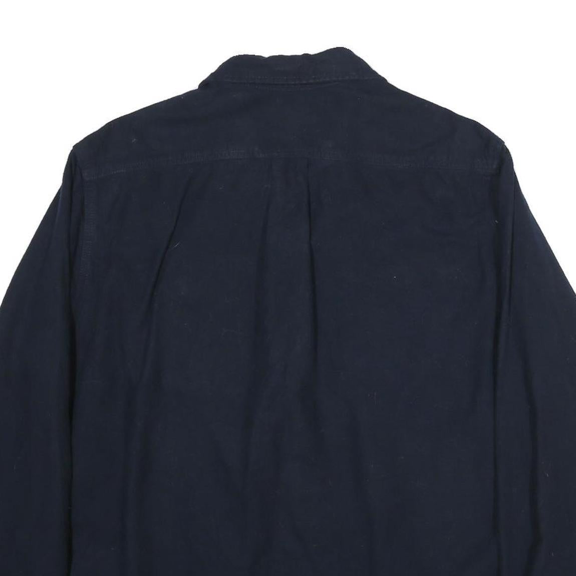 EDDIE BAUER Mens Blue Plain Cotton Shirt XL Long Sleeve Button Closure Casual