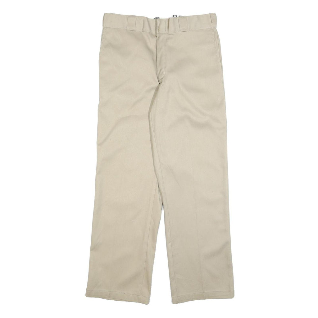 DICKIES Mens Cotton Blend Beige Regular Fit Straight Leg Trousers W32 L30