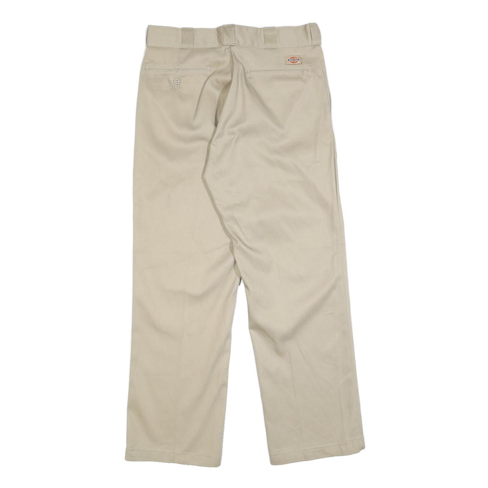 DICKIES Mens Cotton Blend Beige Regular Fit Straight Leg Trousers W32 L30