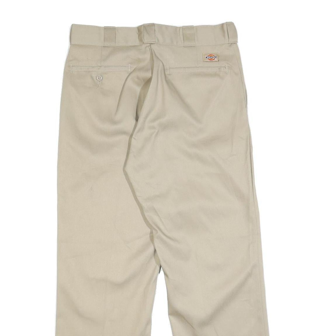 DICKIES Mens Cotton Blend Beige Regular Fit Straight Leg Trousers W32 L30