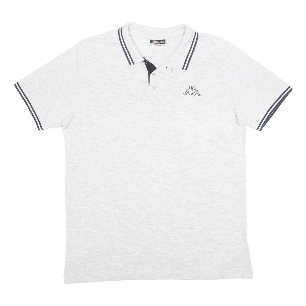 KAPPA Mens White & Black Short Sleeve Polo Shirt L Cotton Blend Casual Sports