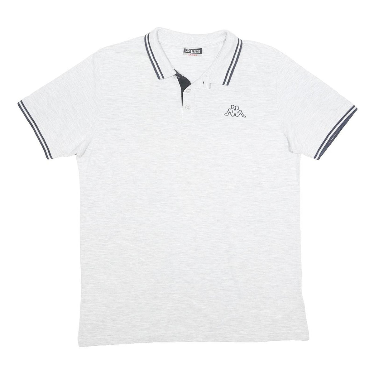 KAPPA Mens White & Black Short Sleeve Polo Shirt L Cotton Blend Casual Sports