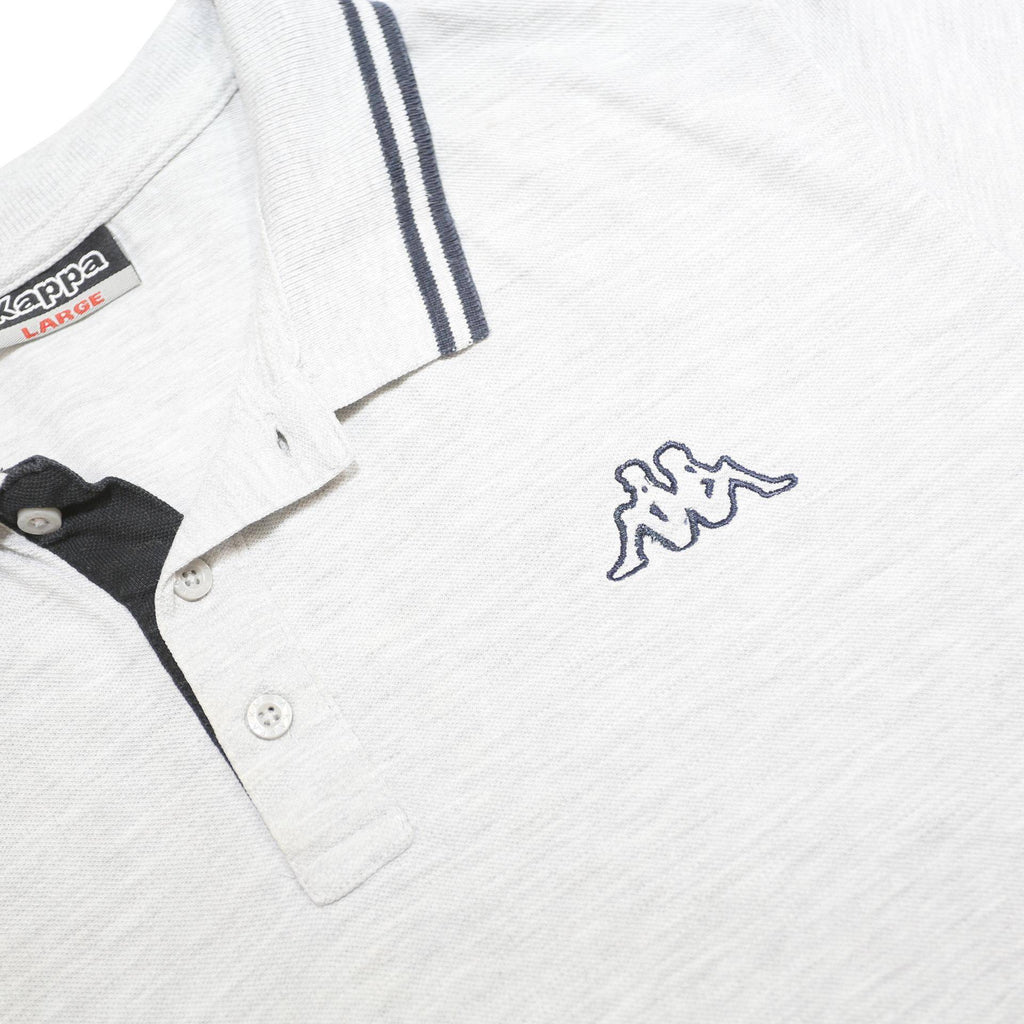KAPPA Mens White & Black Short Sleeve Polo Shirt L Cotton Blend Casual Sports