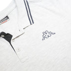 KAPPA Mens White & Black Short Sleeve Polo Shirt L Cotton Blend Casual Sports