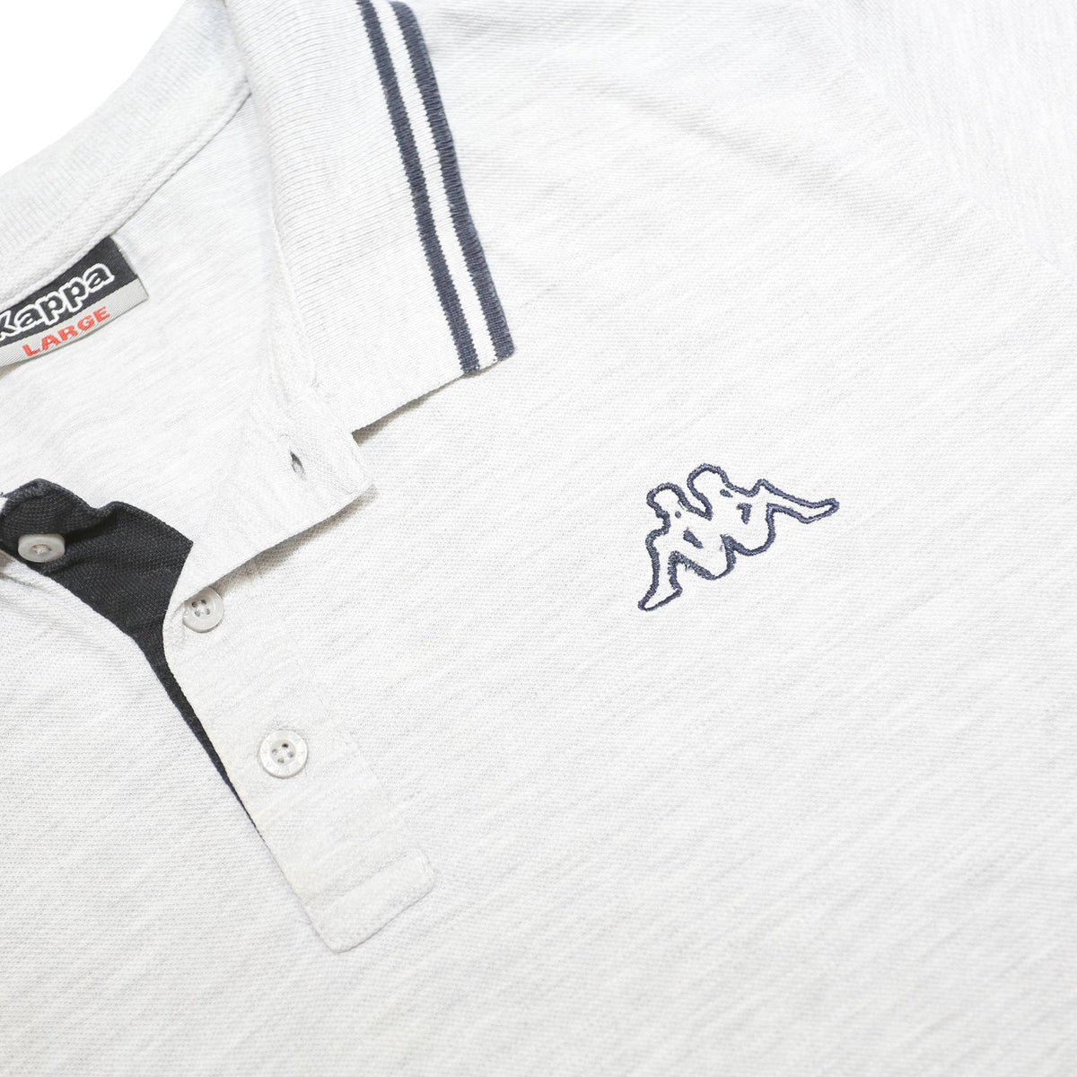 KAPPA Mens White & Black Short Sleeve Polo Shirt L Cotton Blend Casual Sports