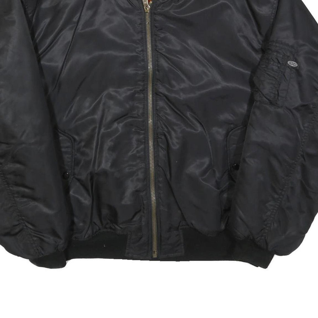 Mens Black Security Bomber Jacket 2XL Polyester Blend Zip Closure Classic Fit