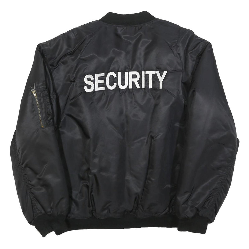 Mens Black Security Bomber Jacket 2XL Polyester Blend Zip Closure Classic Fit