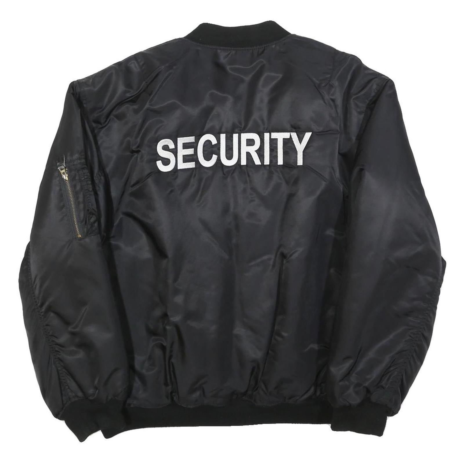 Mens Black Security Bomber Jacket 2XL Polyester Blend Zip Closure Classic Fit