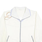 Womens White Polyester Blend Zip Up Casual Jacket L Plain Lightweight Stylish