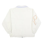 Womens White Polyester Blend Zip Up Casual Jacket L Plain Lightweight Stylish