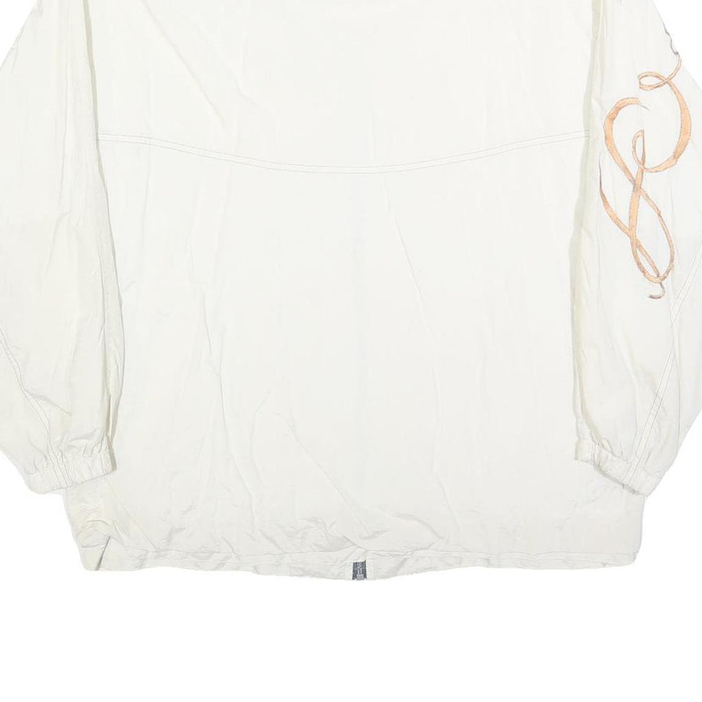 Womens White Polyester Blend Zip Up Casual Jacket L Plain Lightweight Stylish