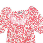 MINT VELVET Womens Red & White Floral Puff Sleeve Top UK 10 Summer Casual