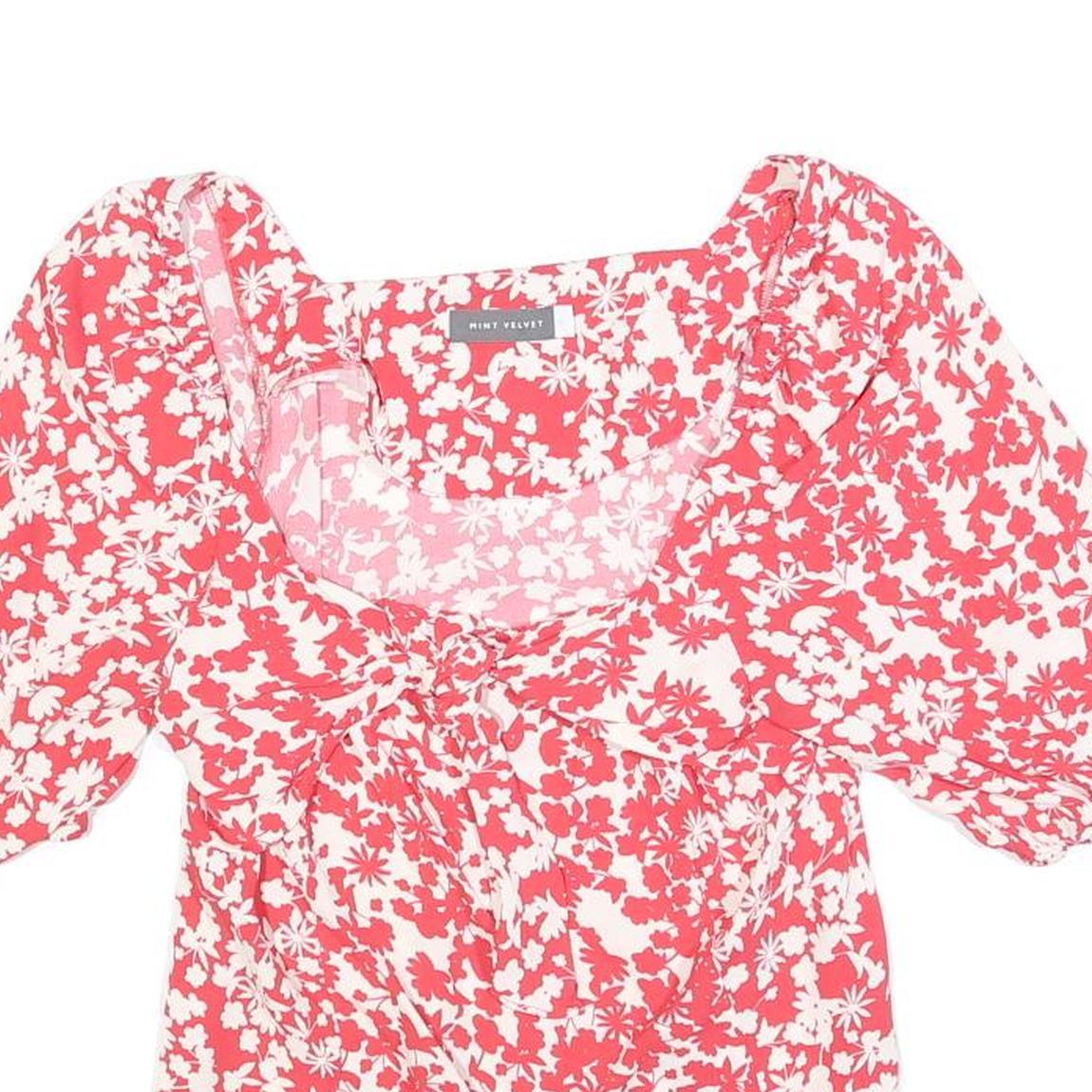 MINT VELVET Womens Red & White Floral Puff Sleeve Top UK 10 Summer Casual