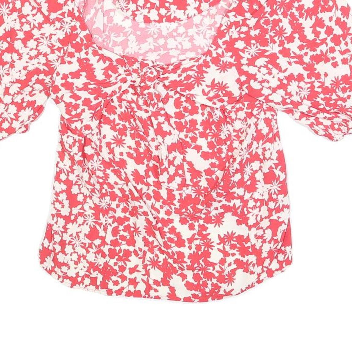 MINT VELVET Womens Red & White Floral Puff Sleeve Top UK 10 Summer Casual