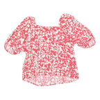 MINT VELVET Womens Red & White Floral Puff Sleeve Top UK 10 Summer Casual