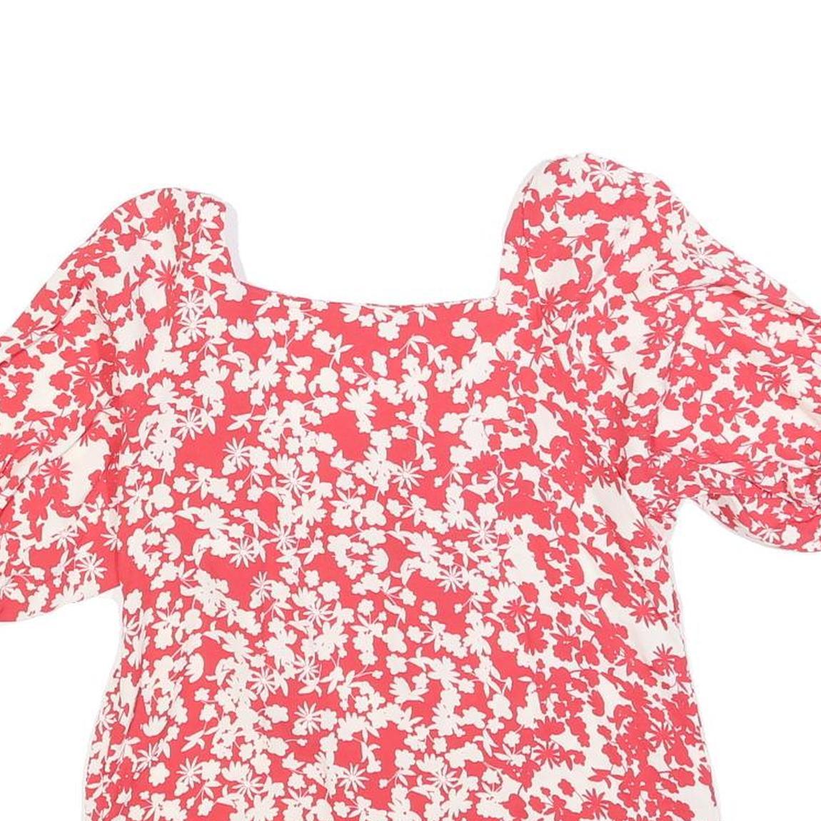 MINT VELVET Womens Red & White Floral Puff Sleeve Top UK 10 Summer Casual
