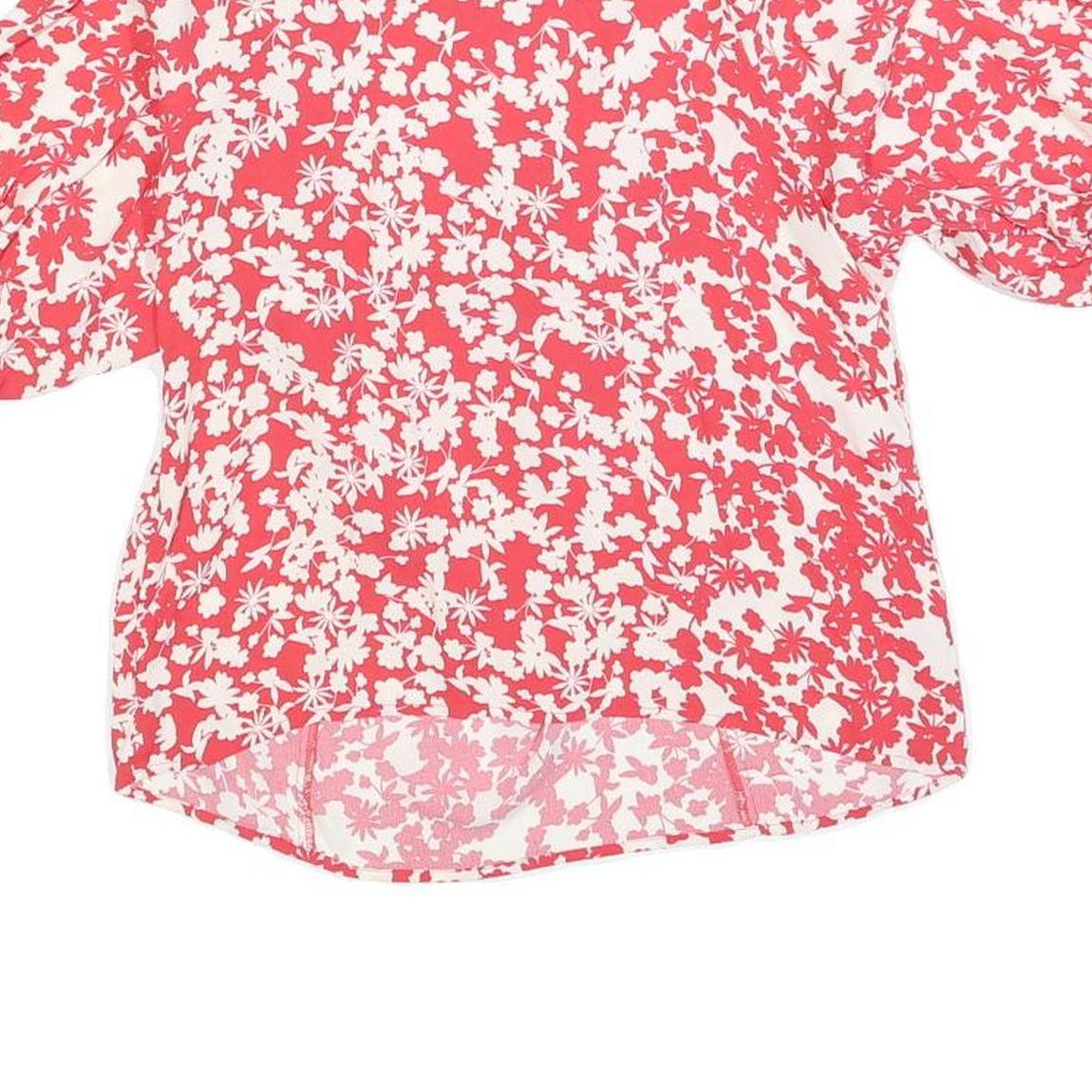 MINT VELVET Womens Red & White Floral Puff Sleeve Top UK 10 Summer Casual