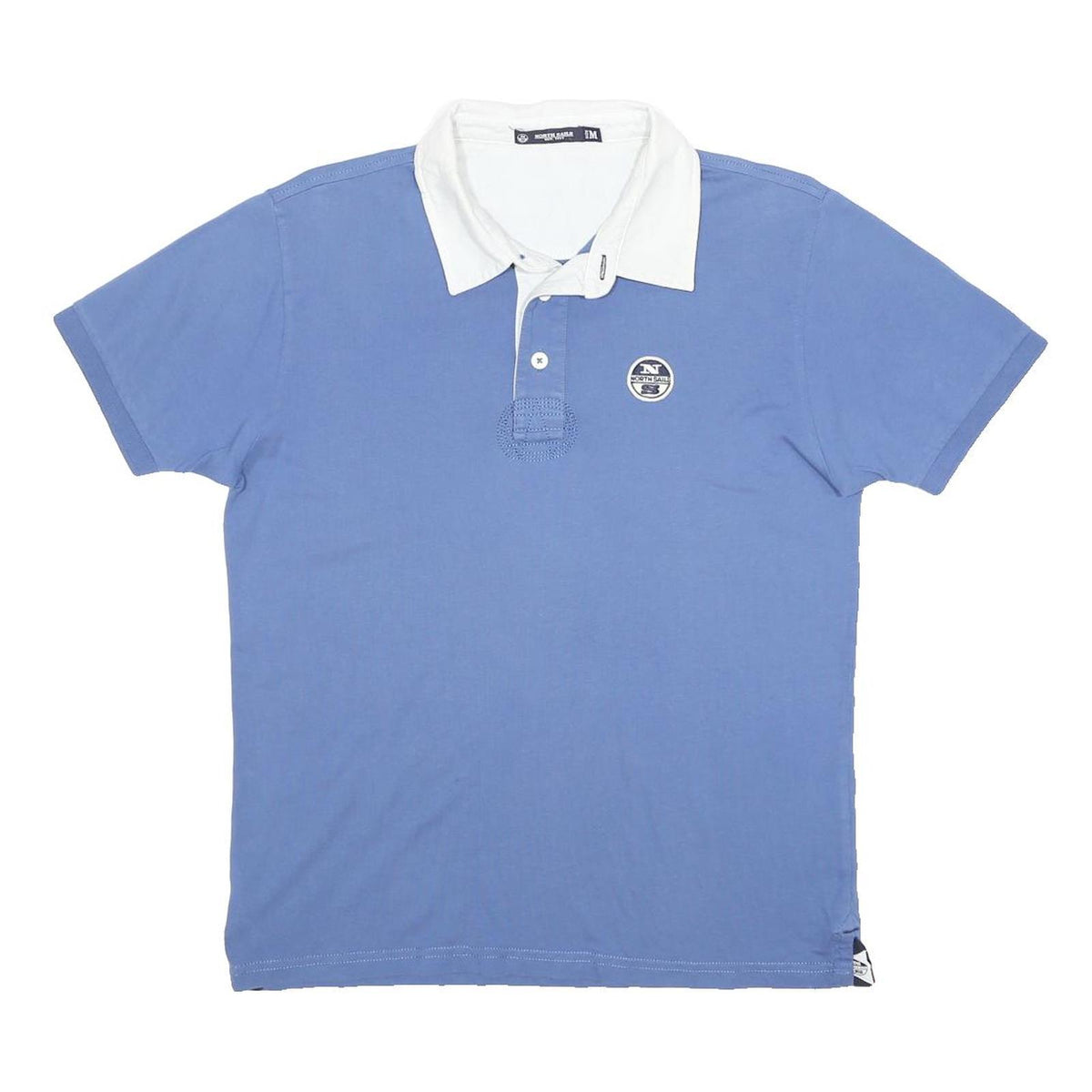 NORTH SAILS Mens Blue & White Short Sleeve Logo Polo Shirt M Cotton Casual