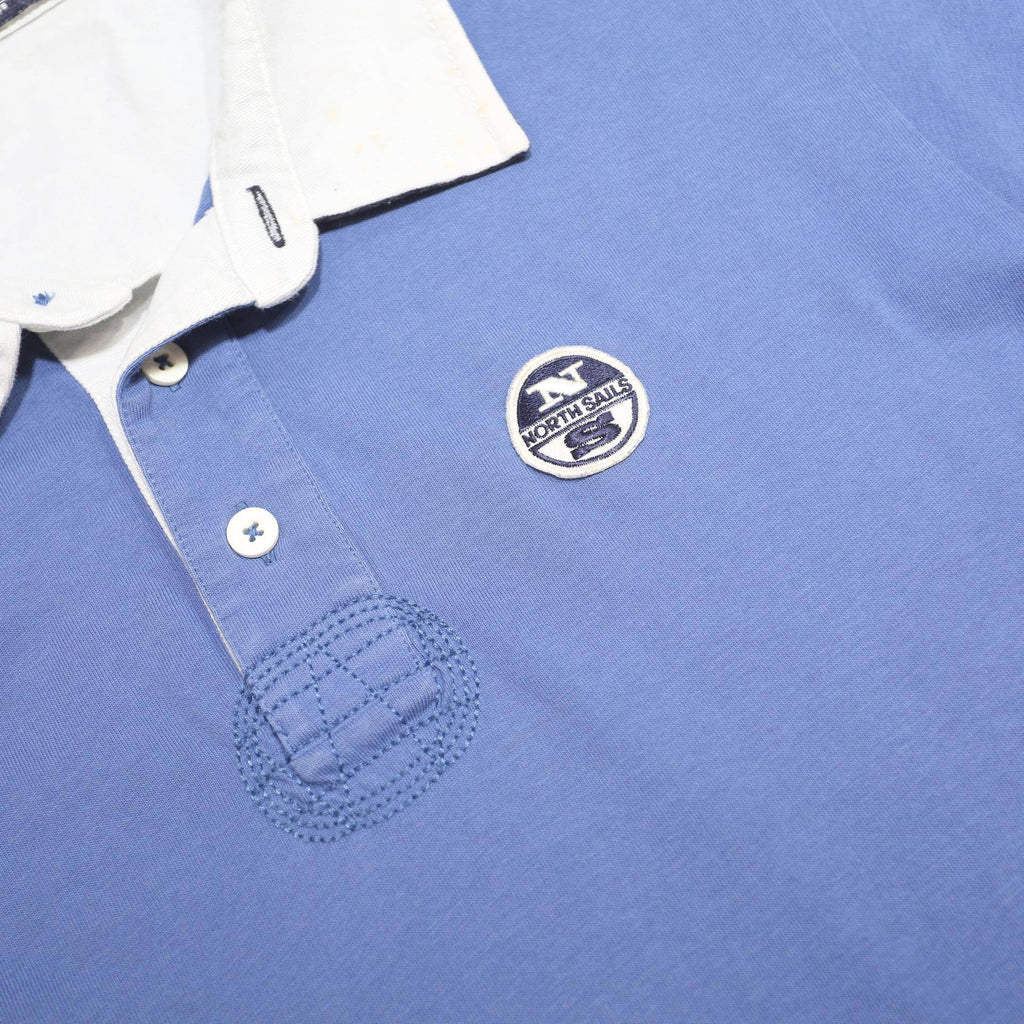 NORTH SAILS Mens Blue & White Short Sleeve Logo Polo Shirt M Cotton Casual