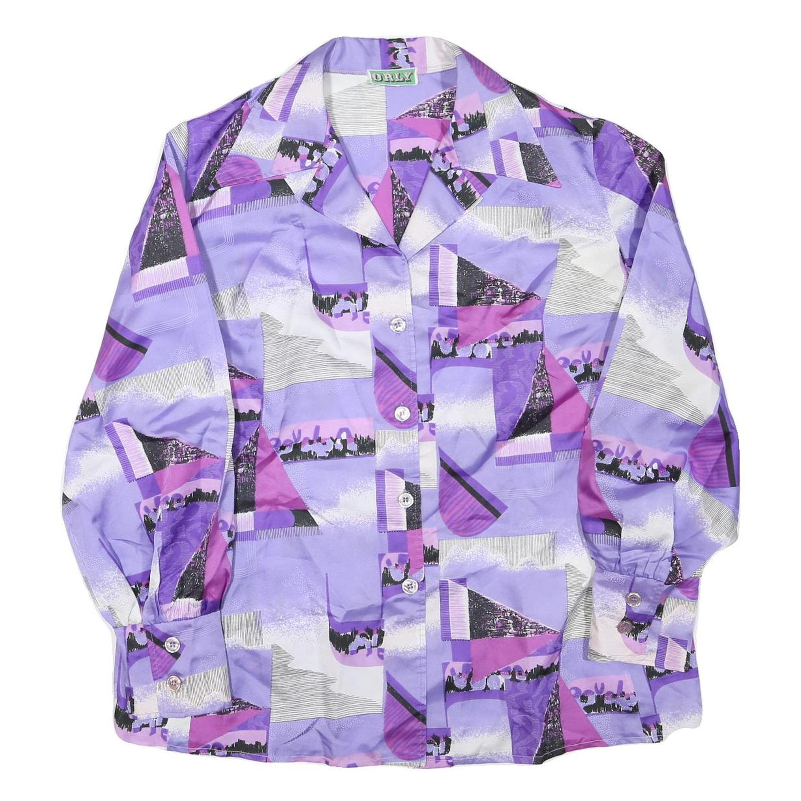 ORLY Womens Purple & Pink Abstract Print Shirt XL Polyester Blend