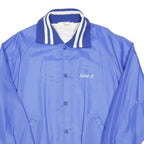 GEM SPORTSWEAR Mens Blue Button Nylon Classic Jacket XL Athletic Striped Cuffs