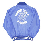 GEM SPORTSWEAR Mens Blue Button Nylon Classic Jacket XL Athletic Striped Cuffs