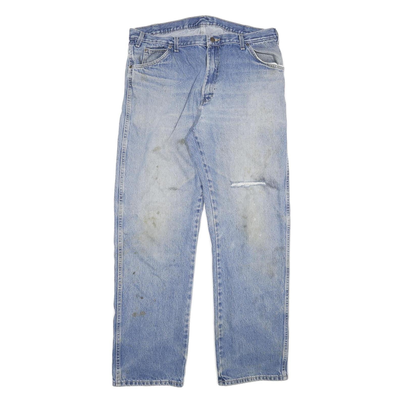 DICKIES Mens Regular Fit Light Blue Denim Jeans W36 L33 Workwear Zip Closure