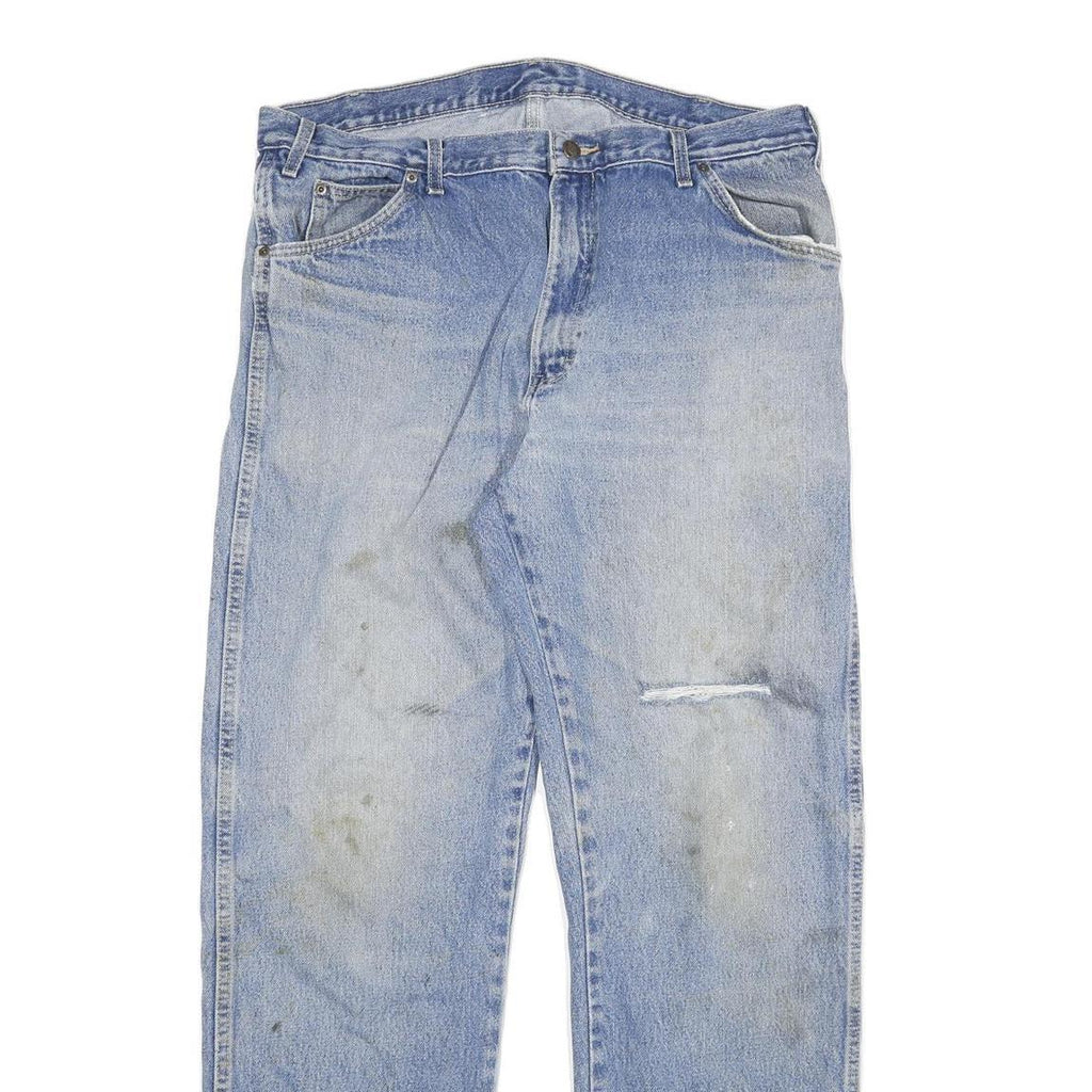 DICKIES Mens Regular Fit Light Blue Denim Jeans W36 L33 Workwear Zip Closure