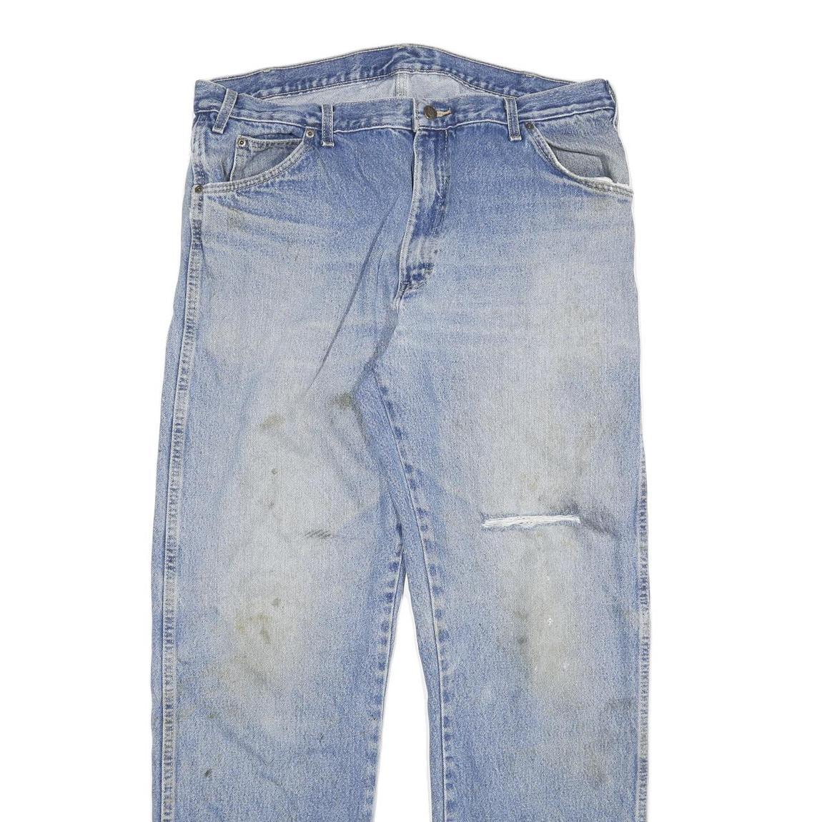 DICKIES Mens Regular Fit Light Blue Denim Jeans W36 L33 Workwear Zip Closure