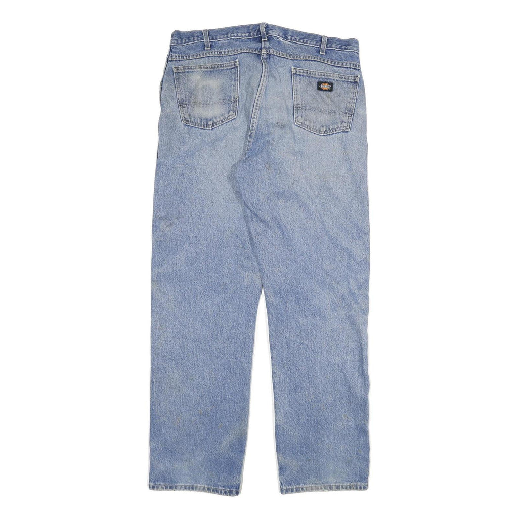 DICKIES Mens Regular Fit Light Blue Denim Jeans W36 L33 Workwear Zip Closure