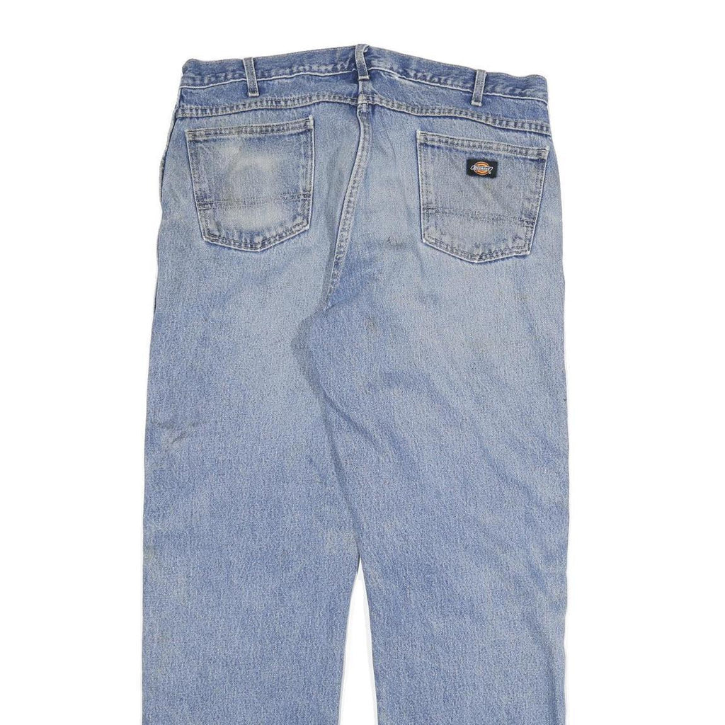 DICKIES Mens Regular Fit Light Blue Denim Jeans W36 L33 Workwear Zip Closure