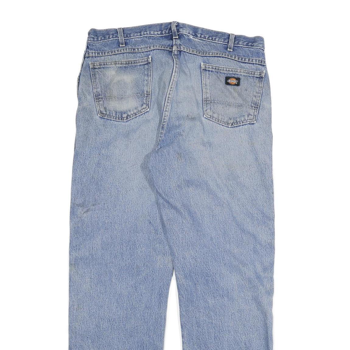 DICKIES Mens Regular Fit Light Blue Denim Jeans W36 L33 Workwear Zip Closure