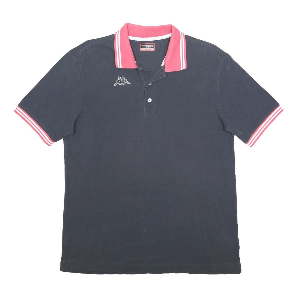 KAPPA Mens Black & Pink Polo Shirt XL Cotton Short Sleeve Casual Basic