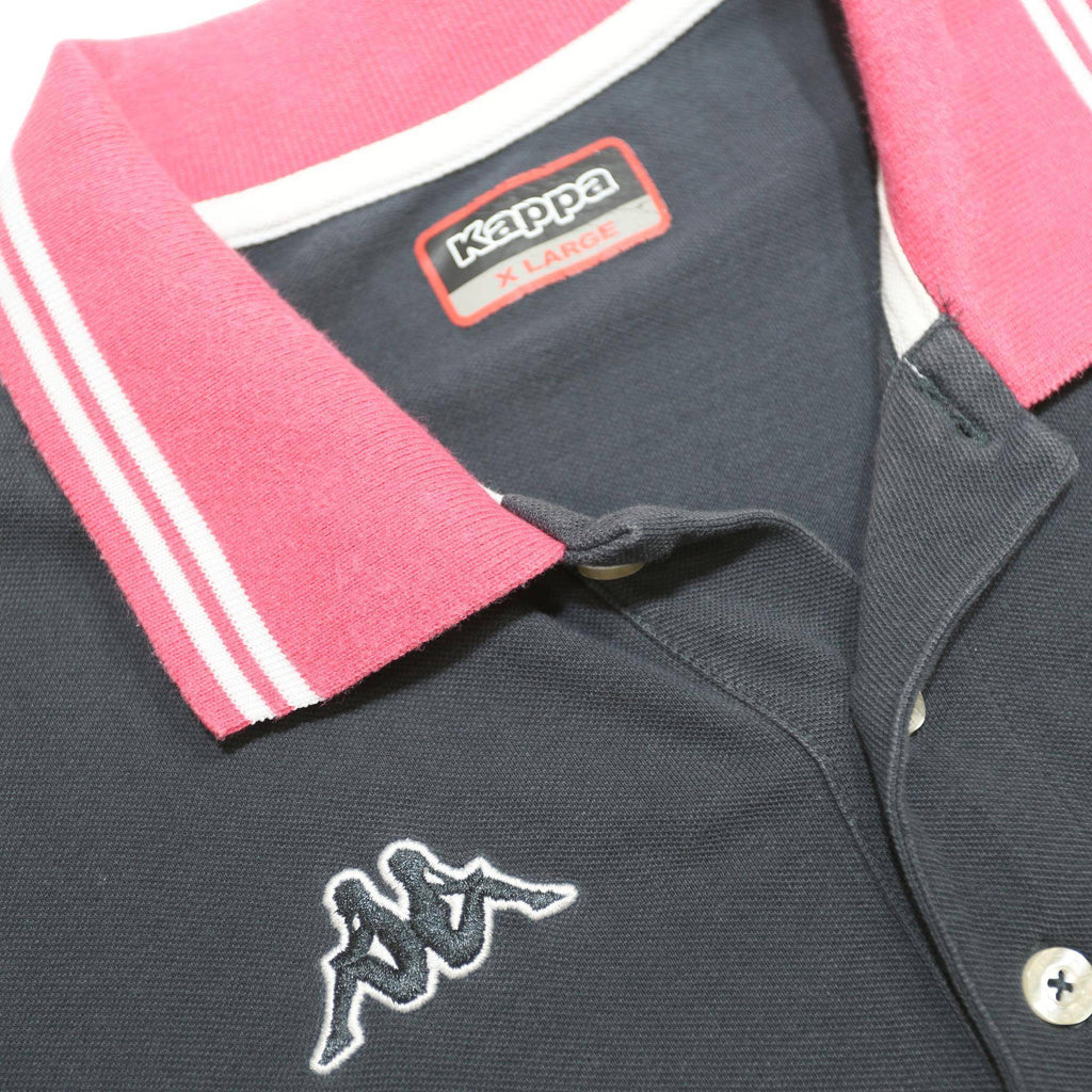 KAPPA Mens Black & Pink Polo Shirt XL Cotton Short Sleeve Casual Basic
