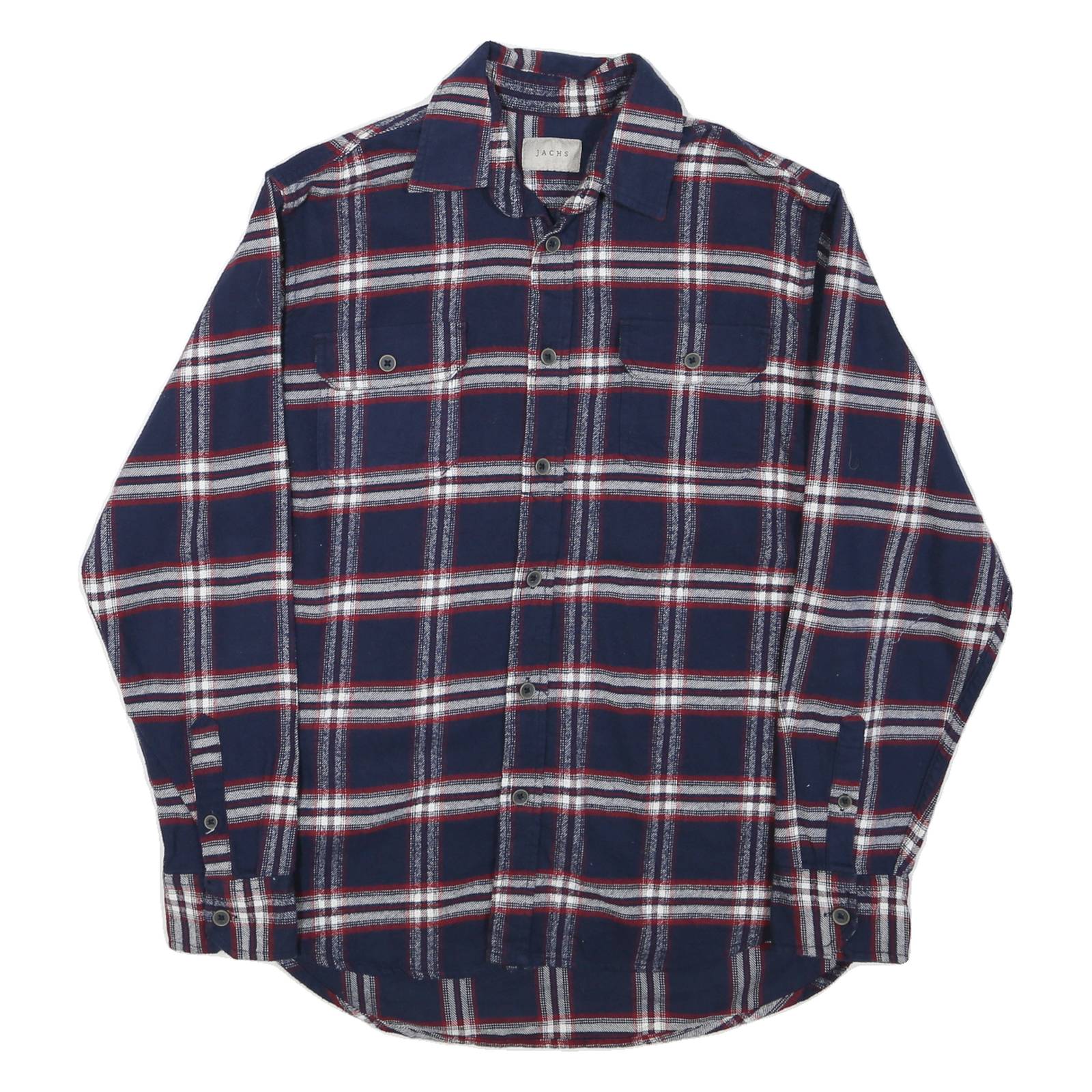 JACHS Mens Blue & Red Check Shirt M Button Long Sleeve Casual Cotton