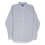 TOMMY HILFIGER Mens Blue & White Check Shirt XL Classic Fit Casual Office