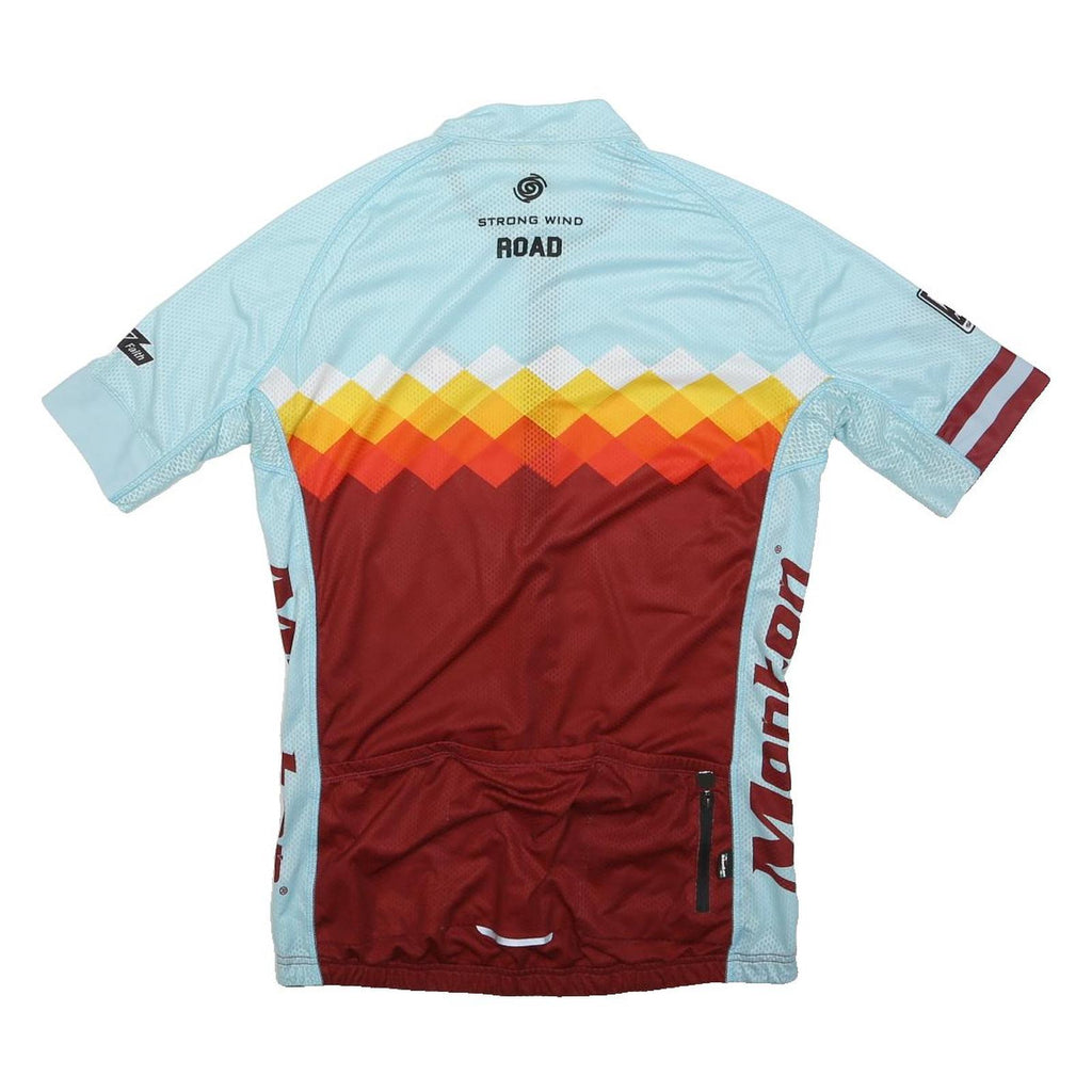 MONTON Womens Light Blue & Maroon Cycling Jersey M Short Sleeve Round Neck
